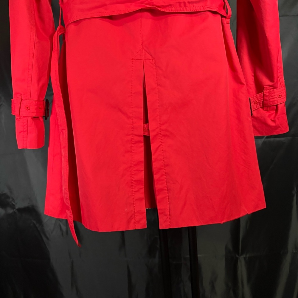 Women's Red Double-Breasted Trench Coat Sz S - Picture 9 of 16